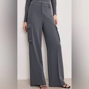 Good American Slate Wide-Leg Cargo Trousers Size 24W